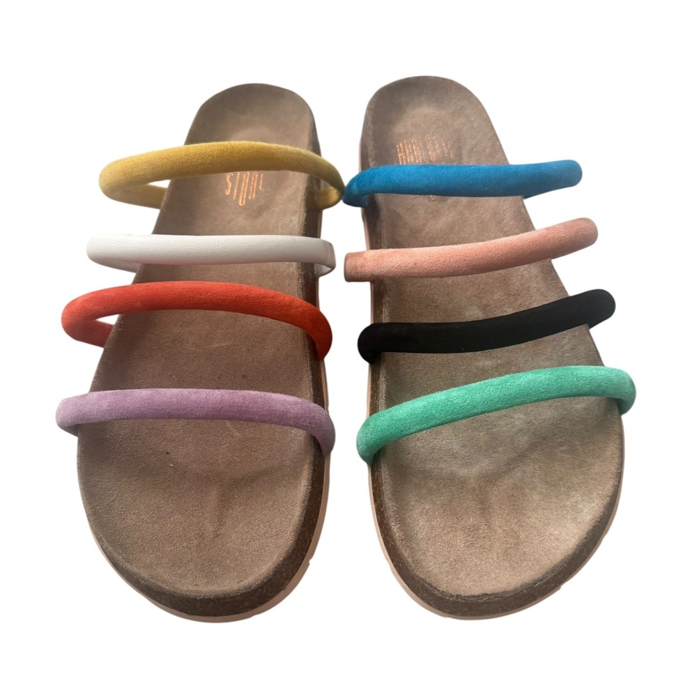 Charlotte Stone Gloria multicolor strappy cork slides flats sandals 11 NEW